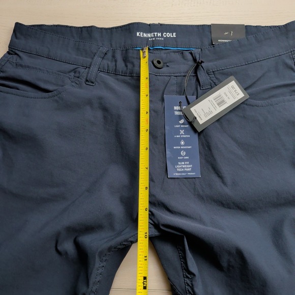 Kenneth Cole NEW Tech Pants Mens 34x32 4 Way Stretch Slim Fit Navy Blue Nylon - Picture 10 of 14